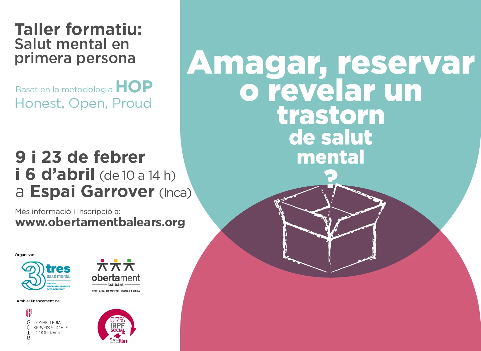 Nou taller formatiu: amagar, reservar o revelar un trastorn de salut mental?