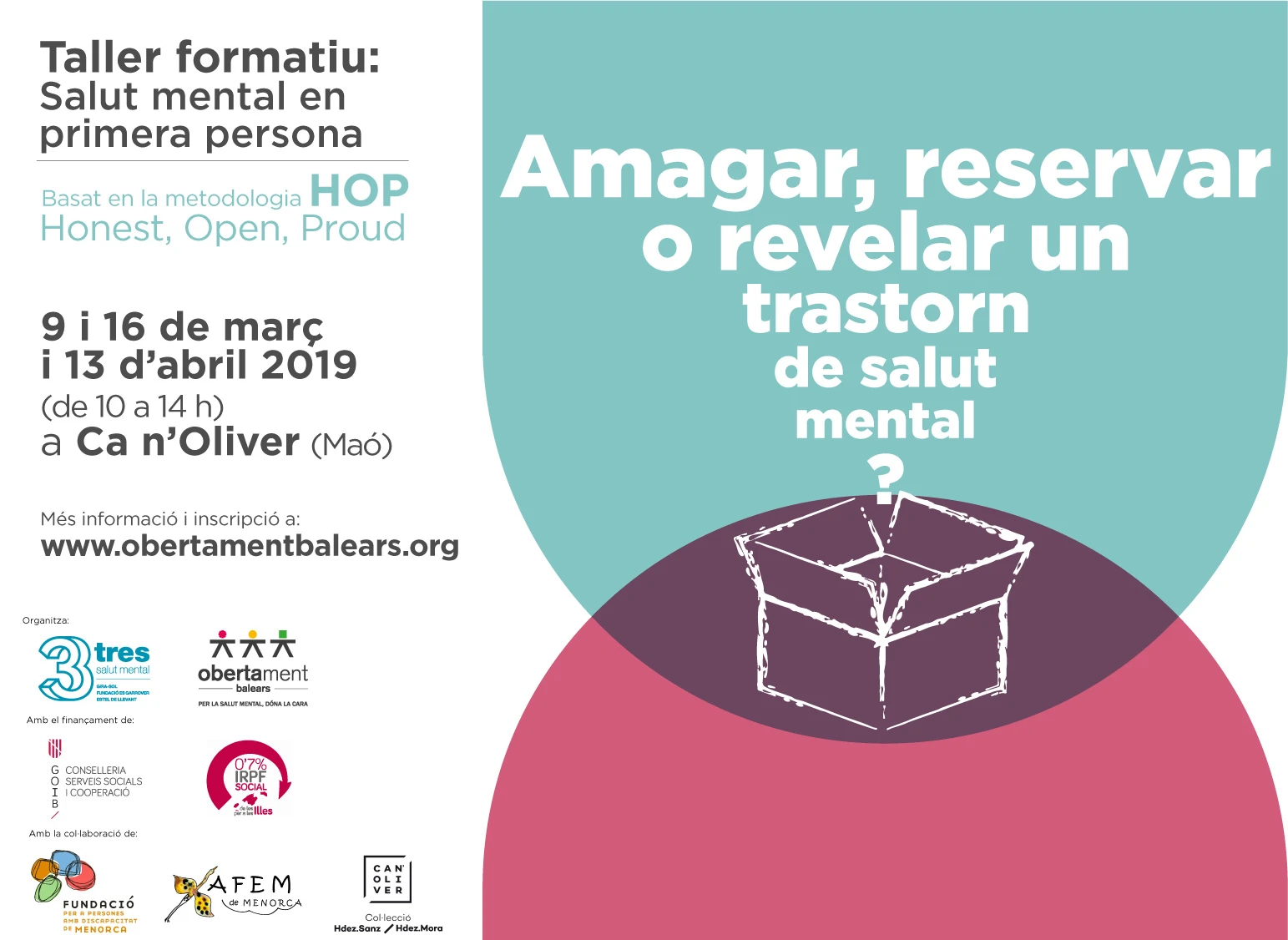 Primer taller formatiu a Menorca: amagar, reservar o revelar un trastorn de salut mental?