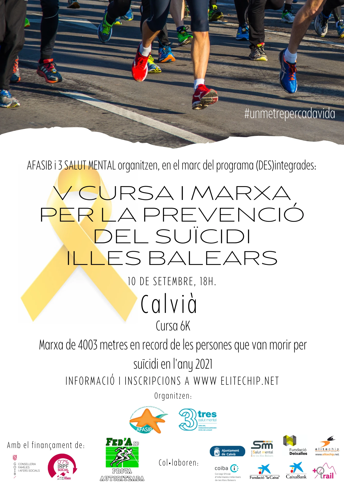 Prop de 500 persones se sumen a Calvià a la V Cursa i Marxa  per a la prevenció del suïcidi Illes Balears 2023