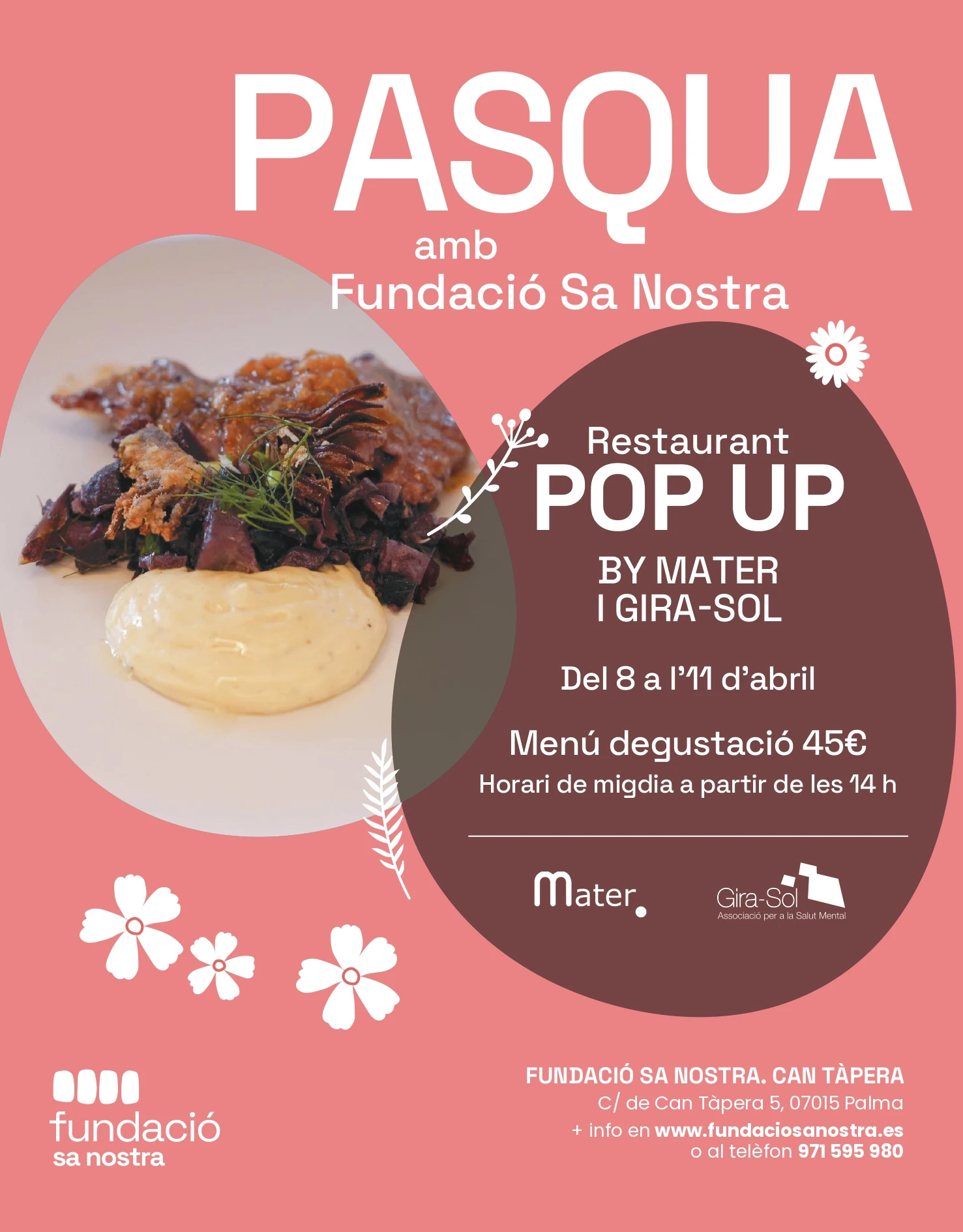 La Fundació Sa Nostra, Mater i Gira-Sol impulsen una nova edició del restaurant Pop-Up per Pasqua